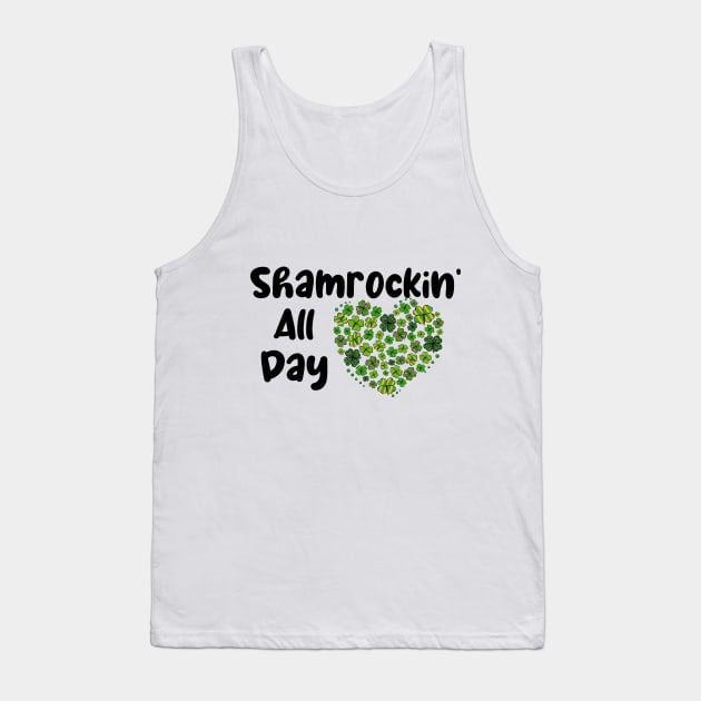 Shamrockin' All Day Heart Clovers Tank Top by SpringDesign888